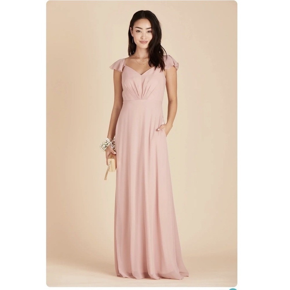 Birdy Grey Flattering Bridesmaid Dress‎ Chiffon Maxi Rose Quartz Pink Sz Sm NWT